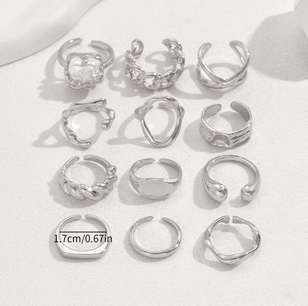 Verstellbares Ring-Set mit geometrischem Design