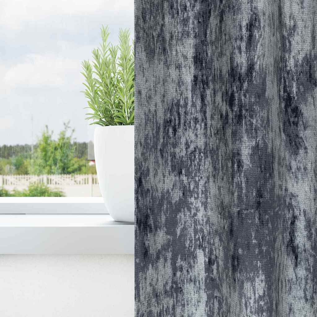 2er Set Silber Velours Vorhänge