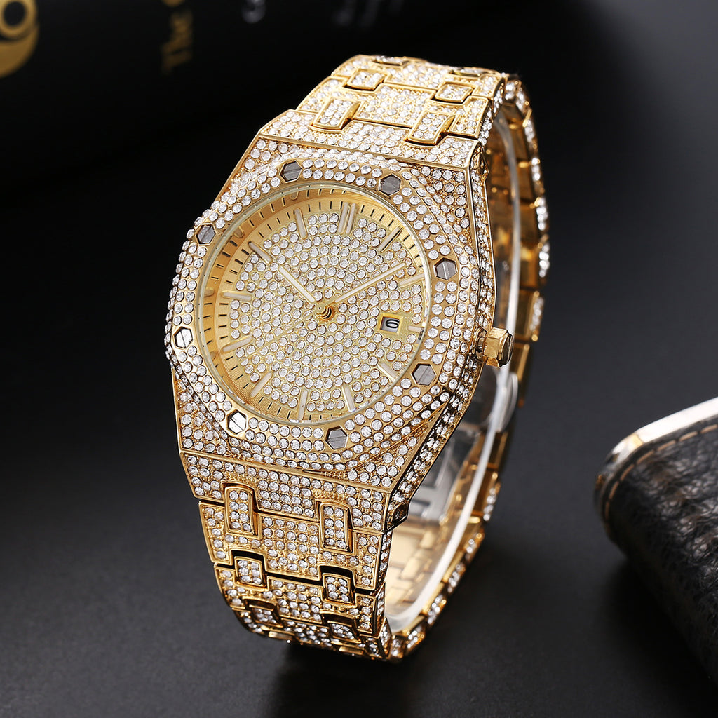 Hip-Hop Quarzuhr mit Strass-Besatz für Herren – Bild 2 | LuxeStyle