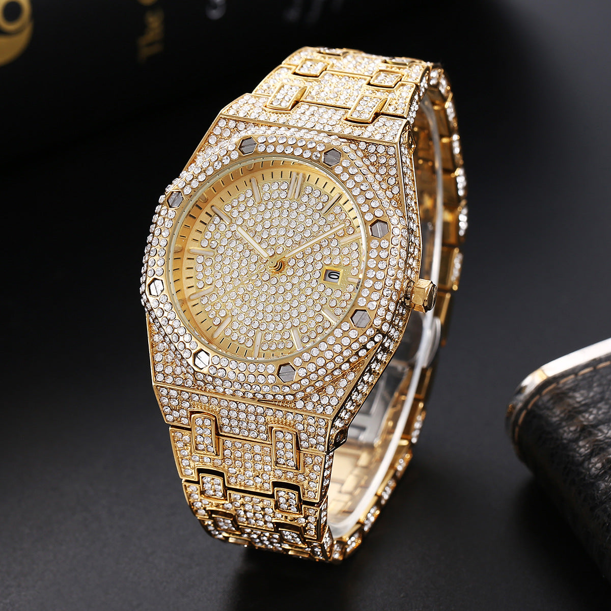 Hip-Hop Quarzuhr mit Strass-Besatz für Herren – Bild 2 | LuxeStyle