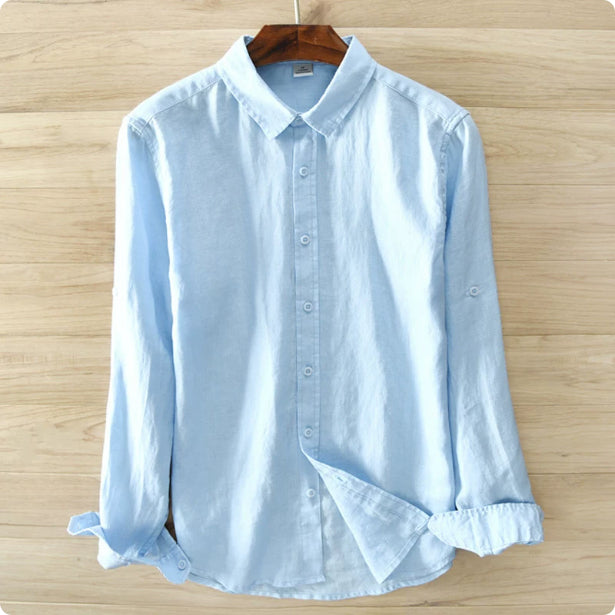 Herren Leinenhemd Langarm Slim-Fit – Ansicht 3