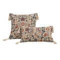Jacquard Kissenhülle mit Elster und Blumen
