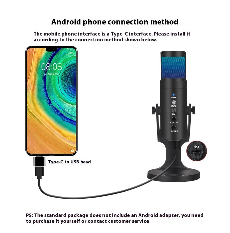 RGB USB Kondensator-Mikrofon mit Stimmungslicht