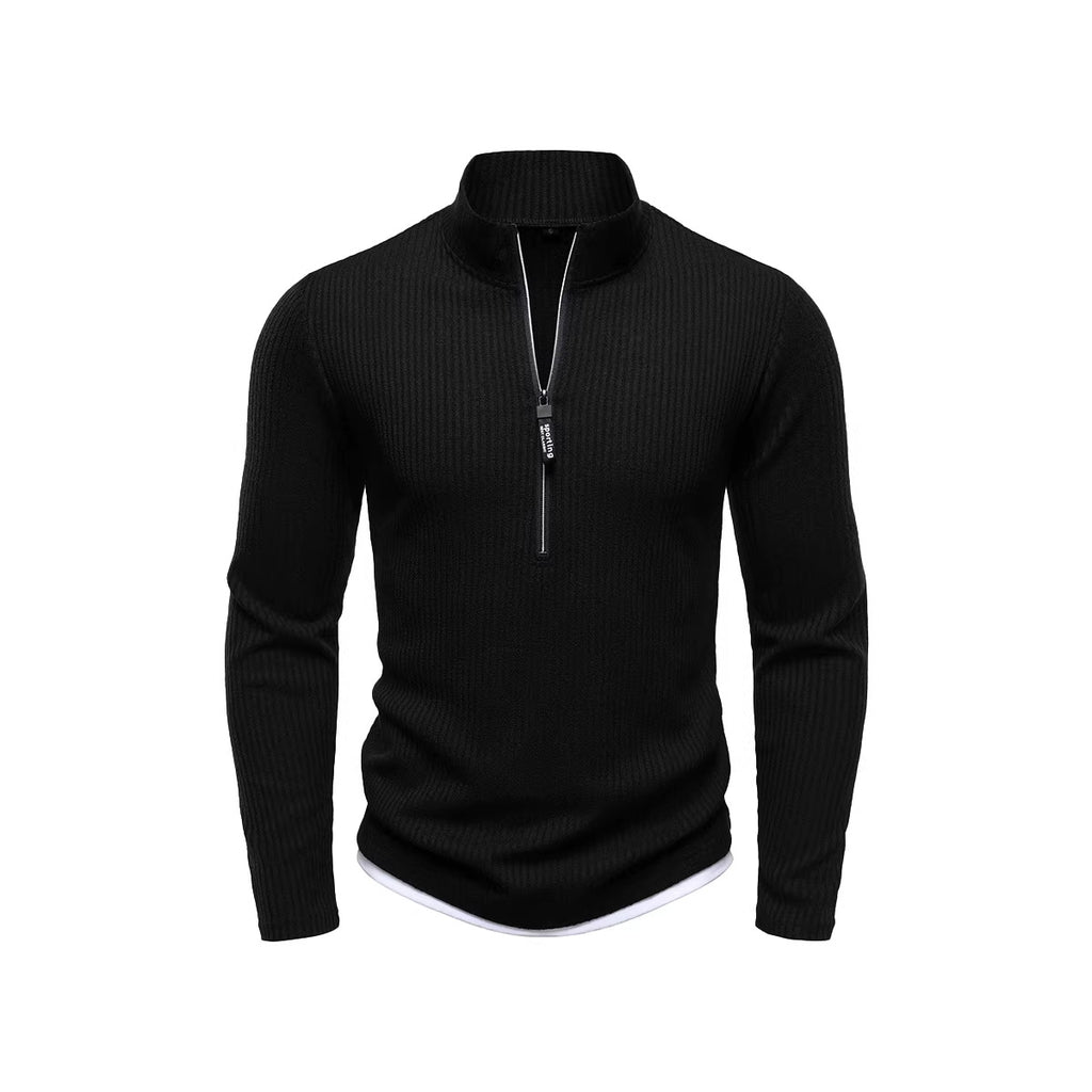 Herren-Retro-Halbzipfelpullover mit Stehkragen