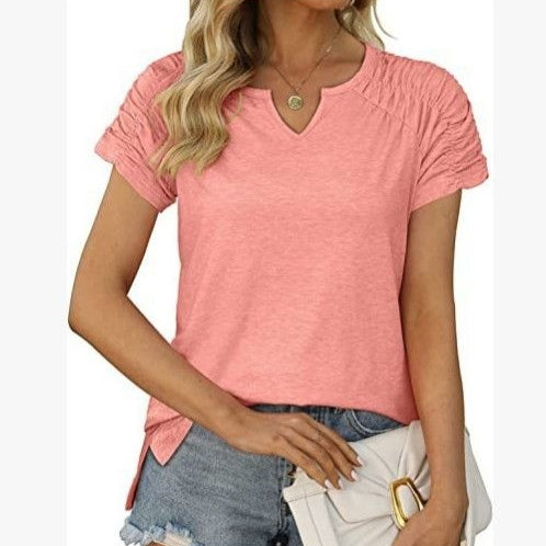 V-Ausschnitt Raglan-Shirt mit Seitenschlitz
