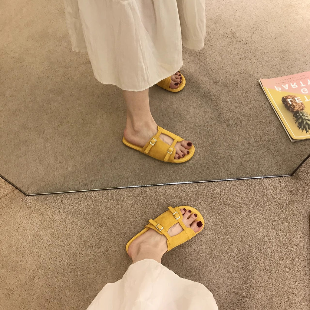 Retro-Sandalen mit flachem Absatz
