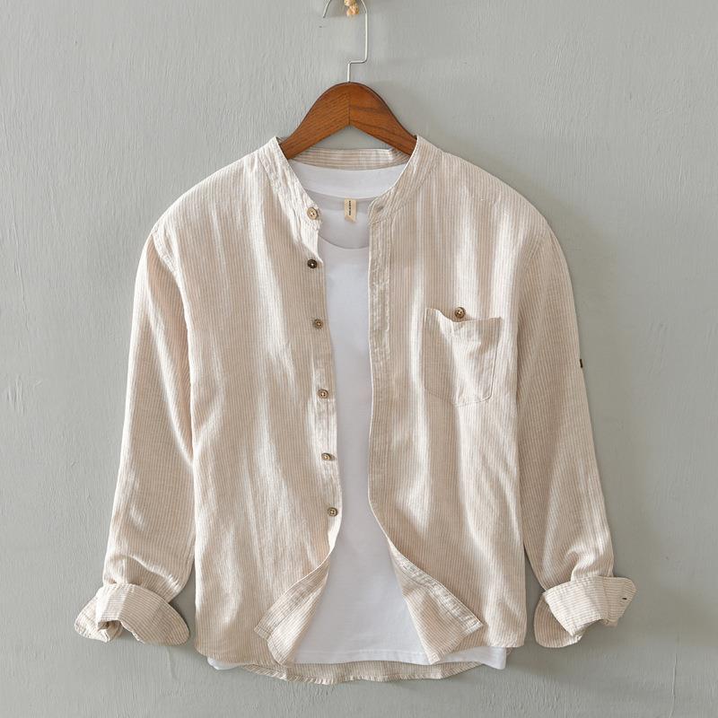 Schlanke Langarm-Herrenbluse mit Streifen