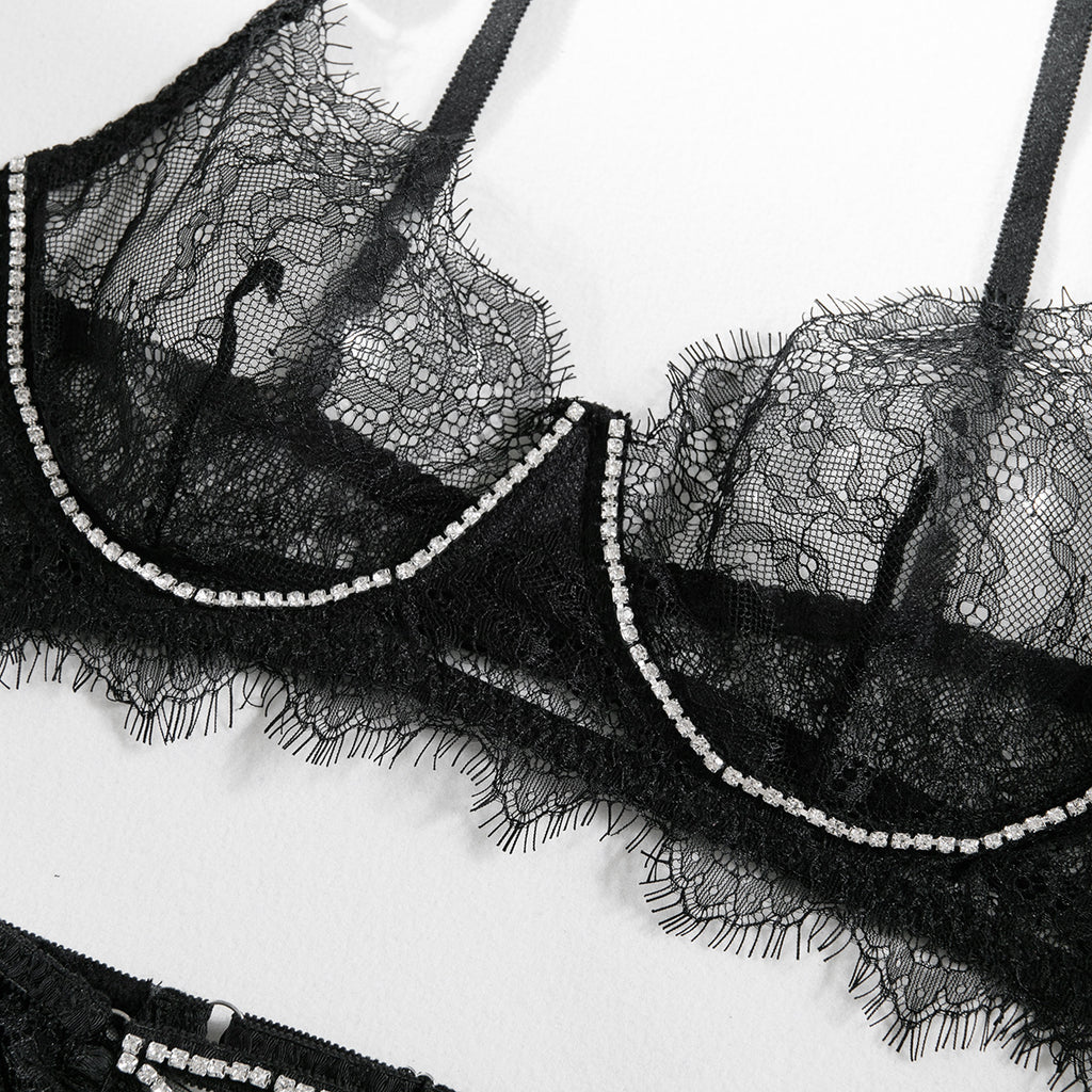 Spitzen-Dessous-Set mit Push-up und Strass – Bild 11 | LuxeStyle