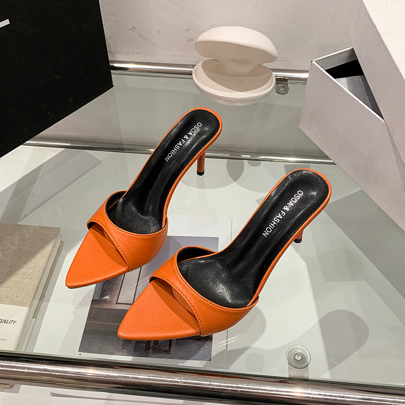 Elegante High Heel Pantoletten mit spitzer Zehe