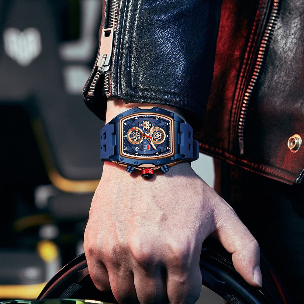 Sport Chronograph Herrenuhr mit Silikonarmband – Bild 4 | LuxeStyle