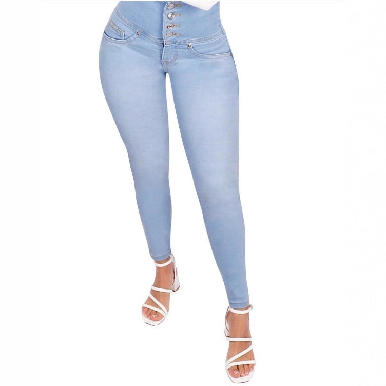 Formende Apfelpfanne-Jeans in Hellblau