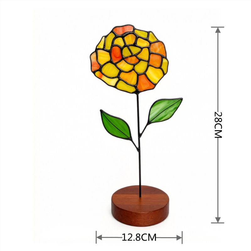 Blumendekoration aus Buntglas