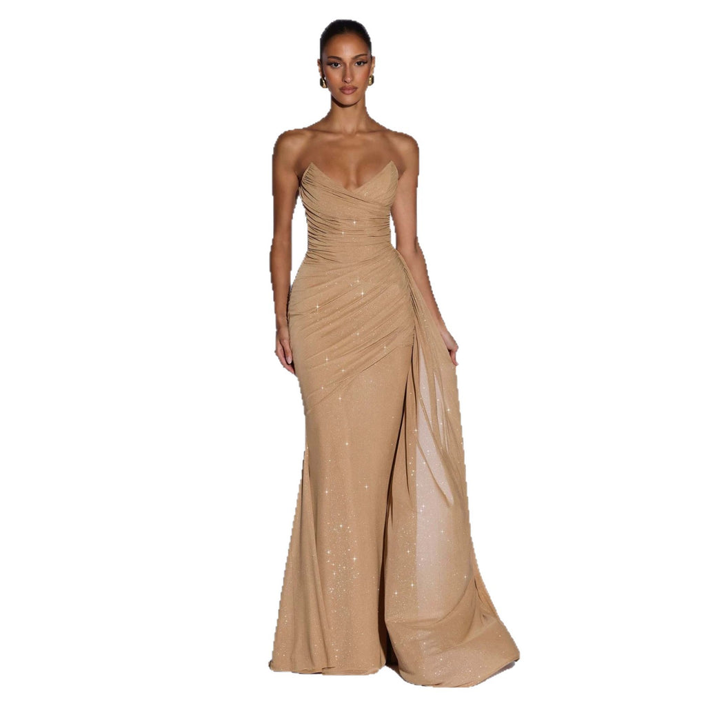 Glänzendes, trägerloses Abendkleid mit Taillenschnürung – Bild 4 | LuxeStyle