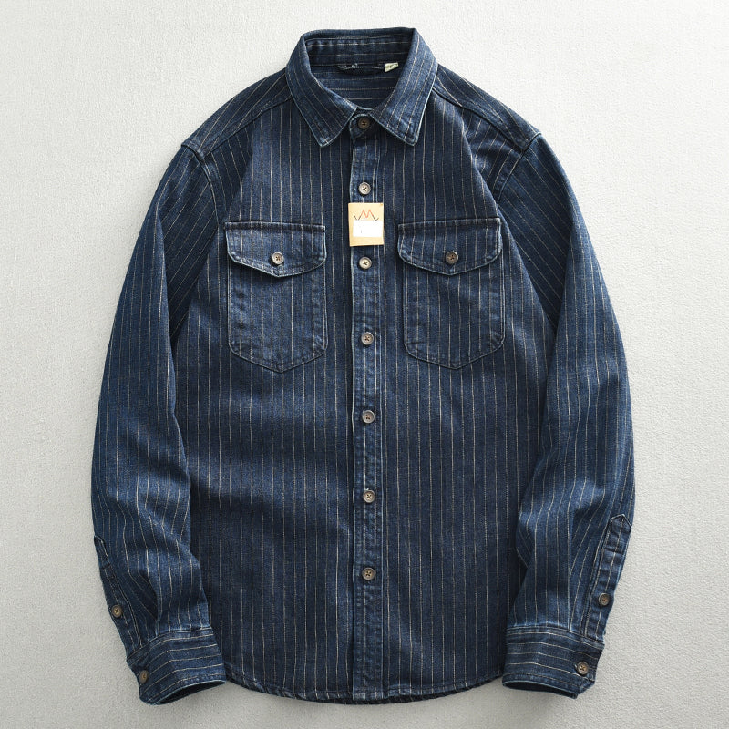 Gestreiftes Denim-Hemd für Herren – Bild 4 | LuxeStyle