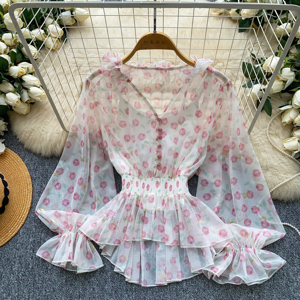 Chiffonbluse mit Schleife und Puffärmeln – Bild 4 | LuxeStyle