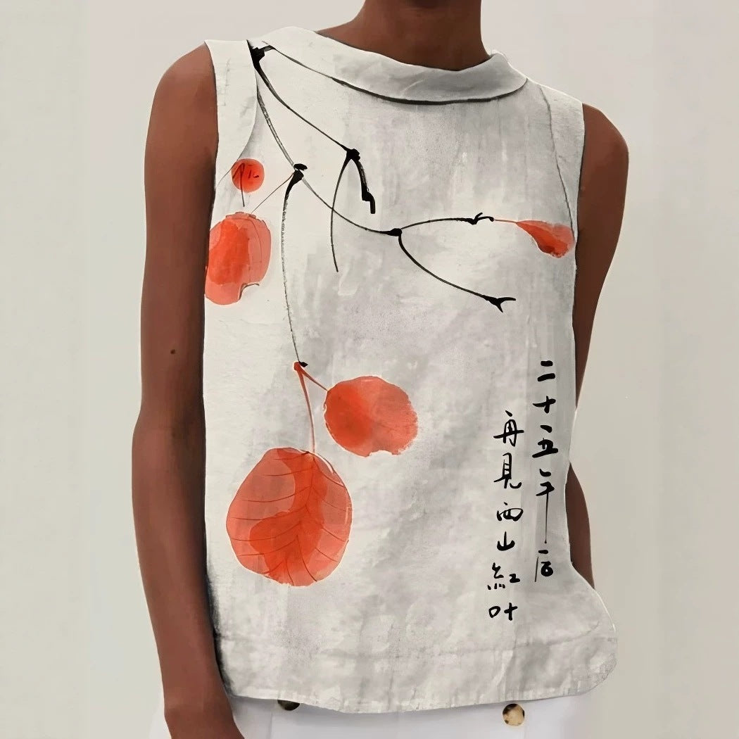 3D Blumenprint Kurzarm-Shirt