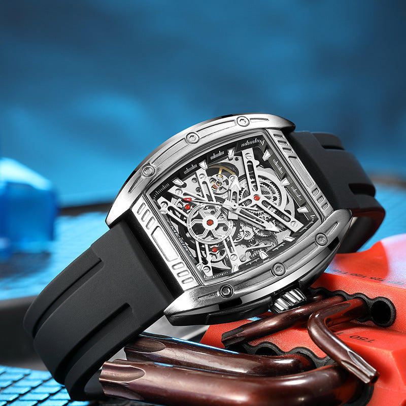 Herren-Mechanik-Uhr mit Silikonband