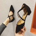 Flache, spitze Zehen Schuhe mit Kreuzband – Schwarz/Rot – Bild 19 | LuxeStyle