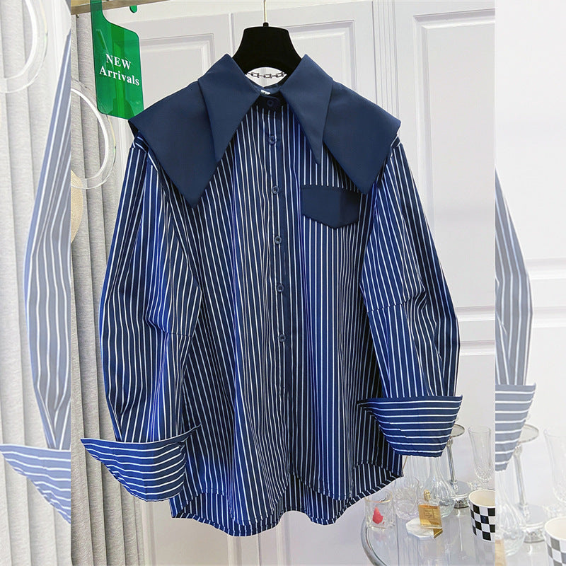 Retro Streifen Fake Zweiteiler Shirt für Damen – Bild 2 | LuxeStyle