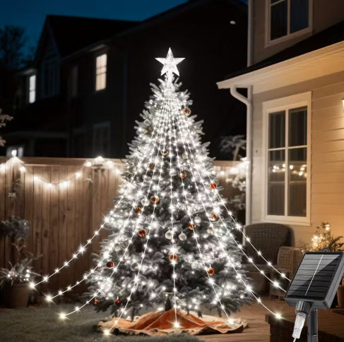 Solar LED Wasserfall-Licht Pentagramm Kranz – Bild 5 | LuxeStyle