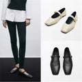 Echte Leder Flats mit Einzelriemen