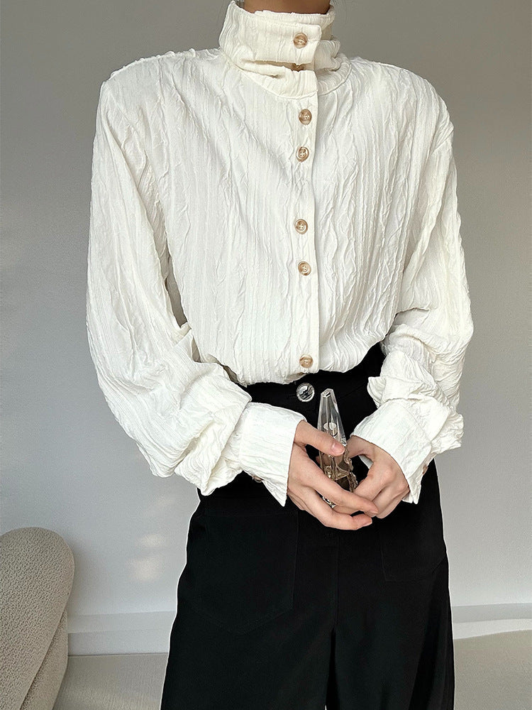 Retro Langarmshirt mit Stehkragen – Bild 3 | LuxeStyle