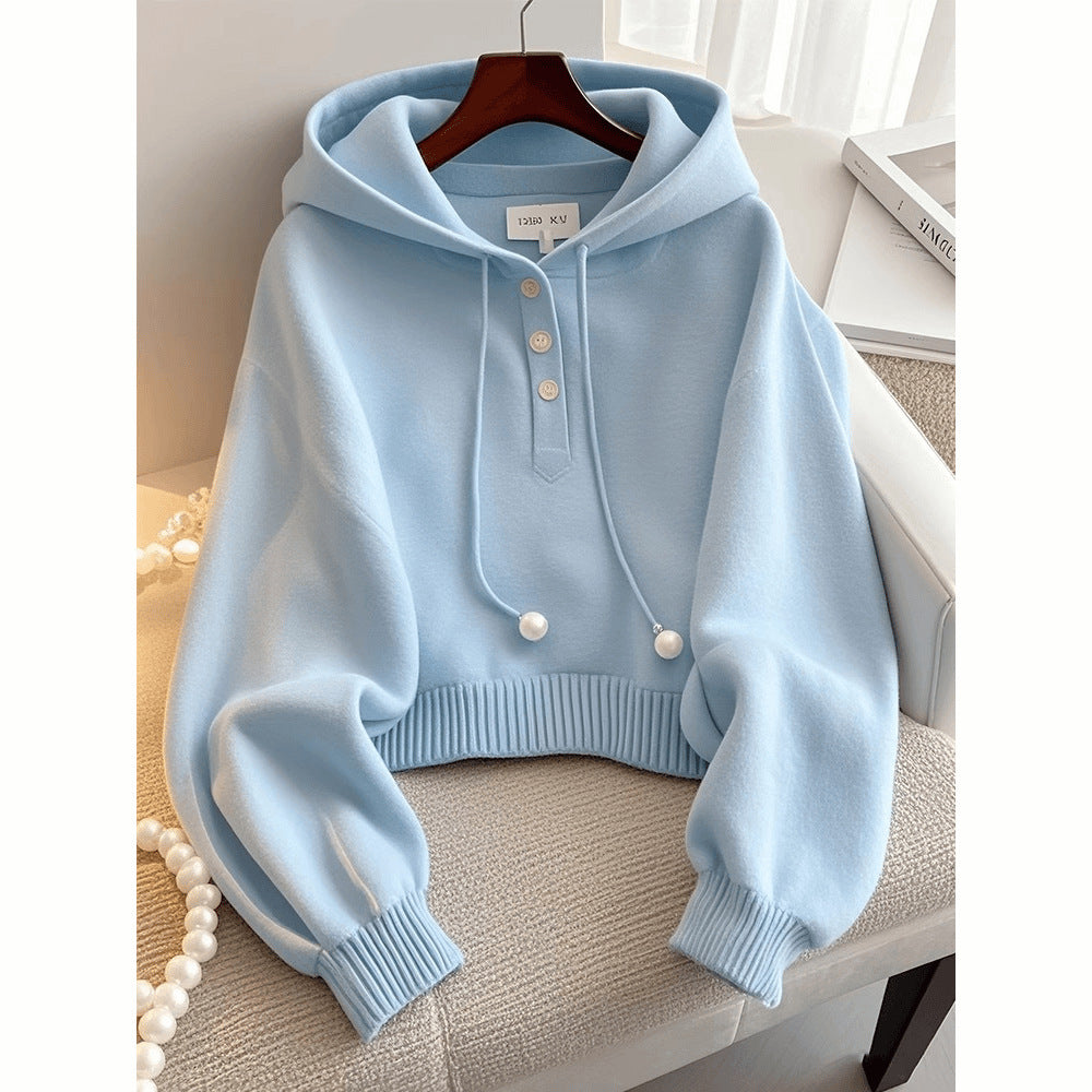 Blaue Kapuzen-Sweater