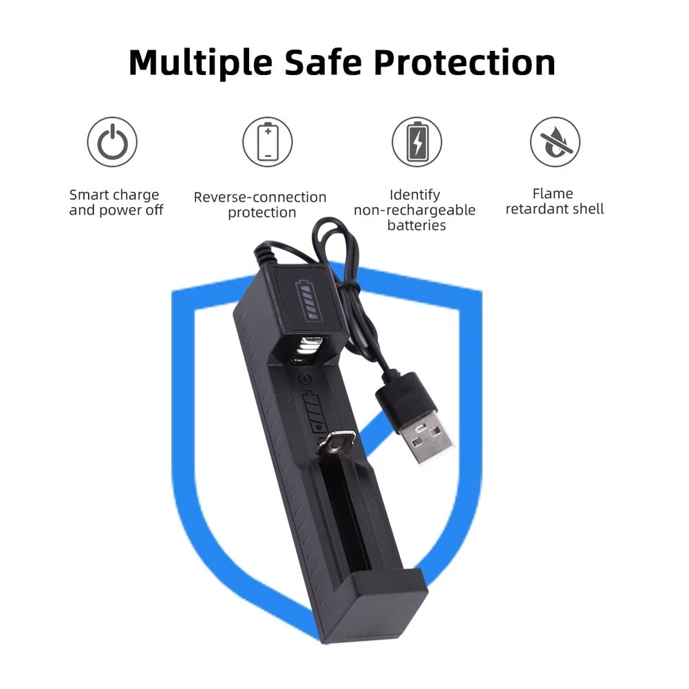 4er-Pack 16340 Li-Ion Akkus mit USB-Ladegerät