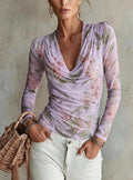 Chiffon-Top mit Blumenmuster und V-Ausschnitt – Ansicht 2