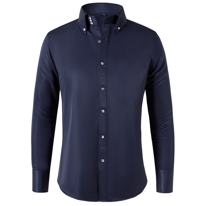 Herren-Rollkragen-Shirt mit Kristallknopf – Bild 4 | LuxeStyle