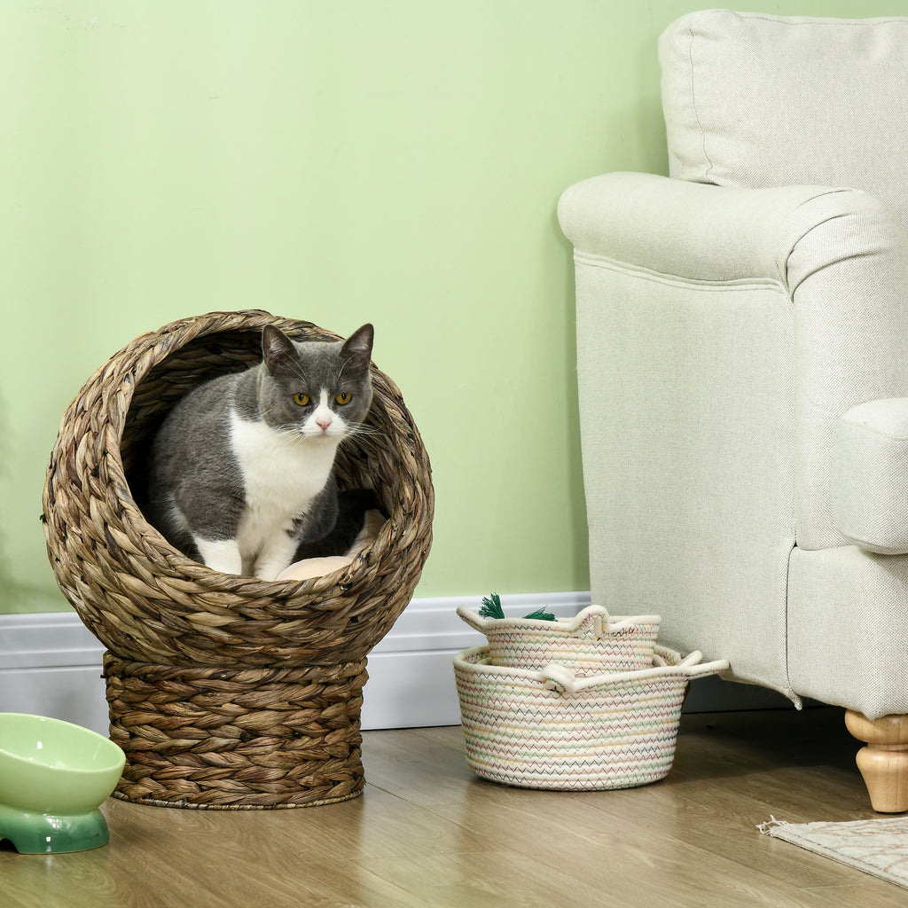Handgewebtes Katzenbett mit weichem Kissen | Eierstuhl-Form