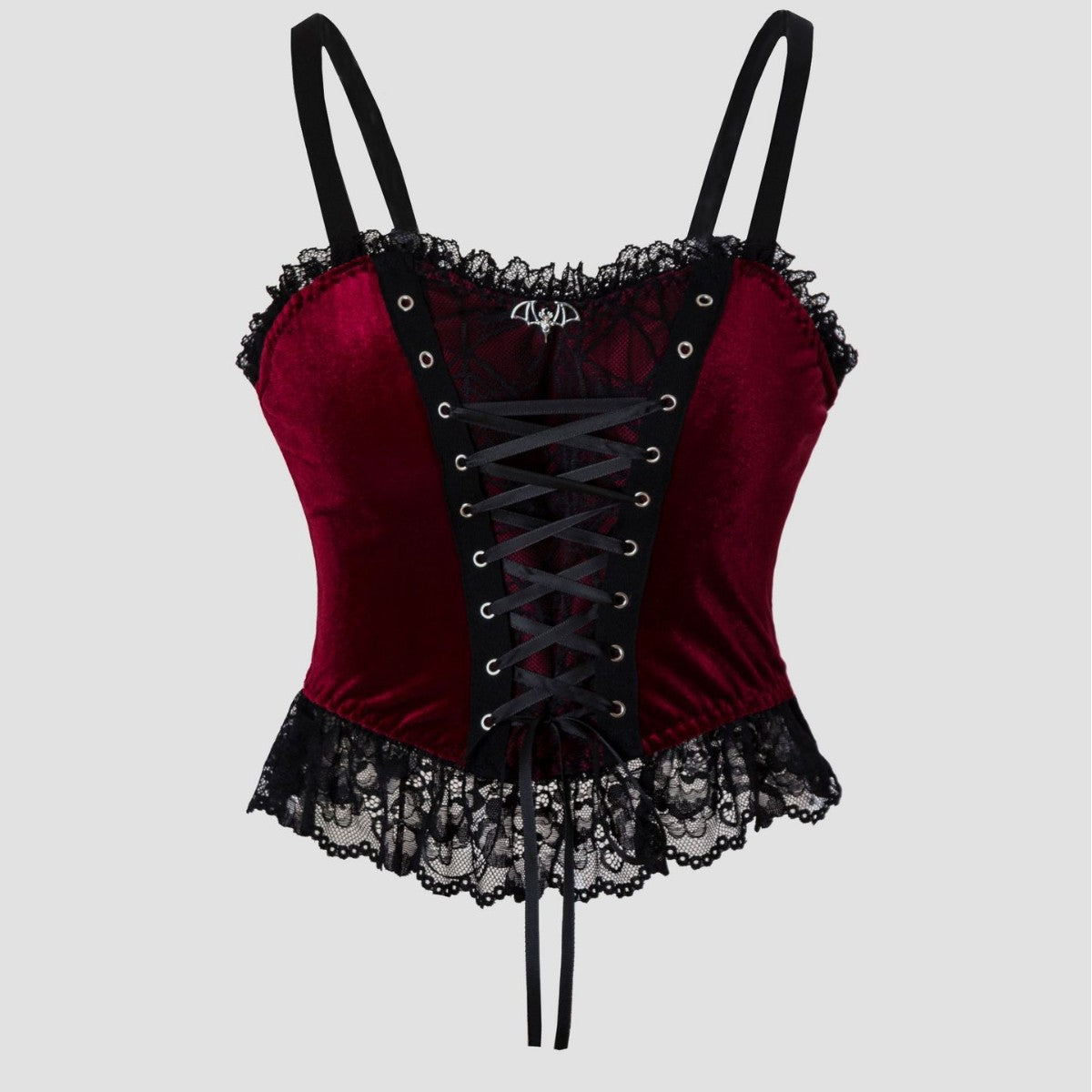Samt-Camisole mit Schnürung