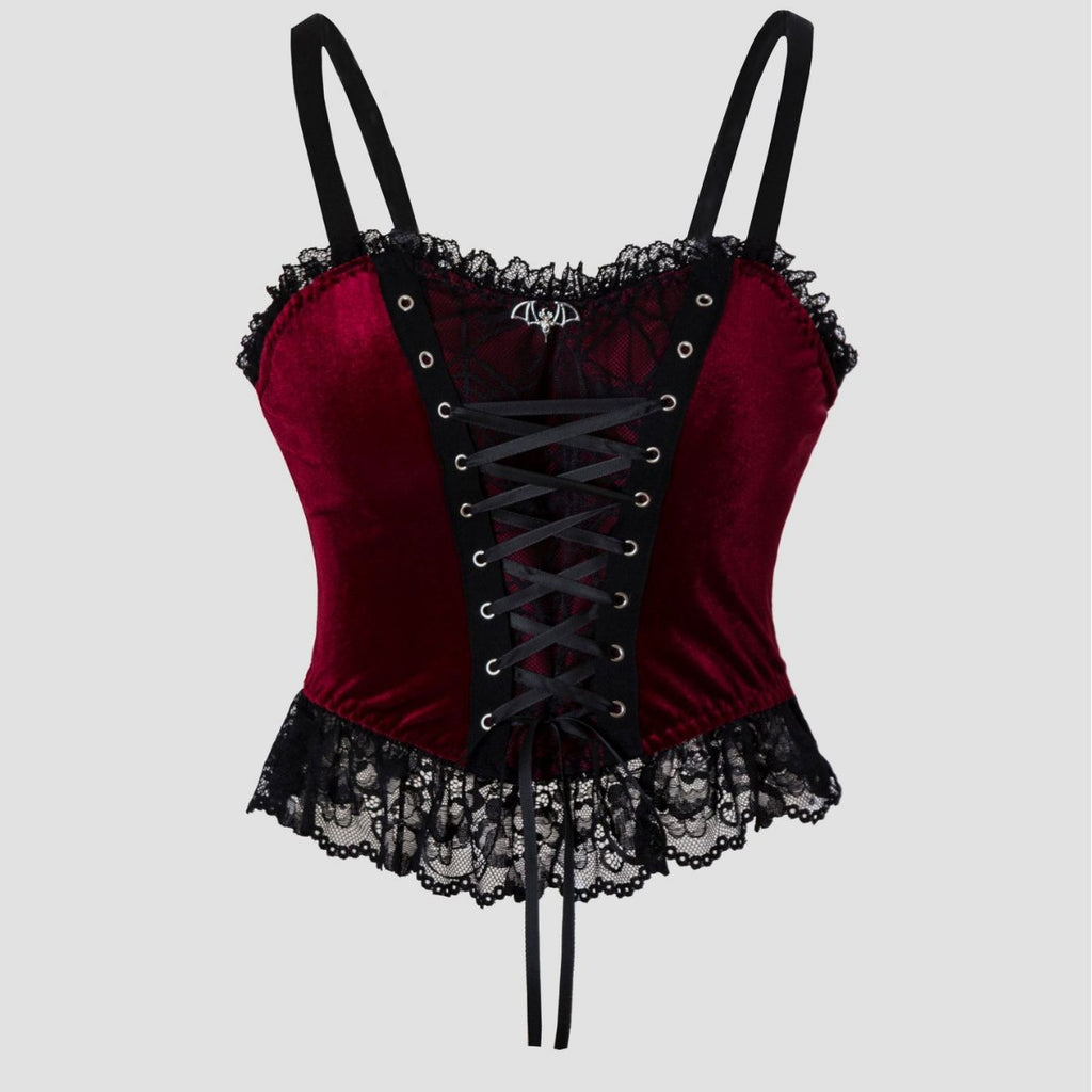 Samt-Corset-Cami-Top mit Schnürung