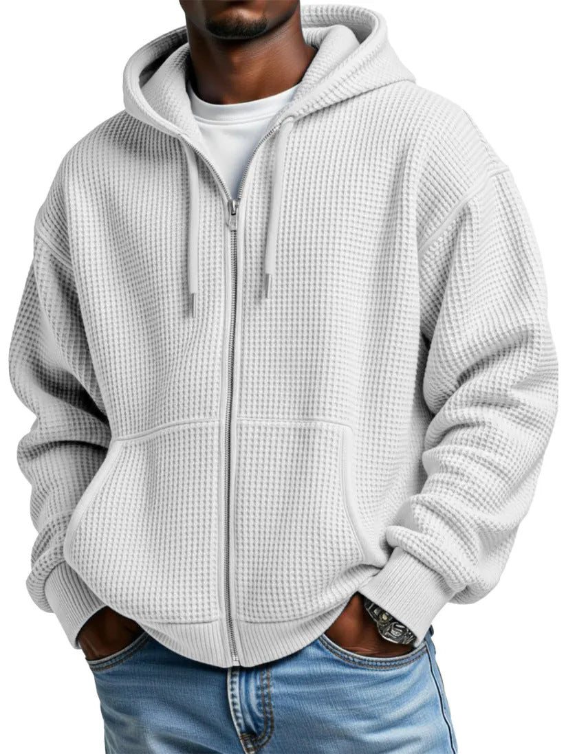Herren Loose-Fit Kapuzenjacke Waffelpiqué – Bild 9 | LuxeStyle