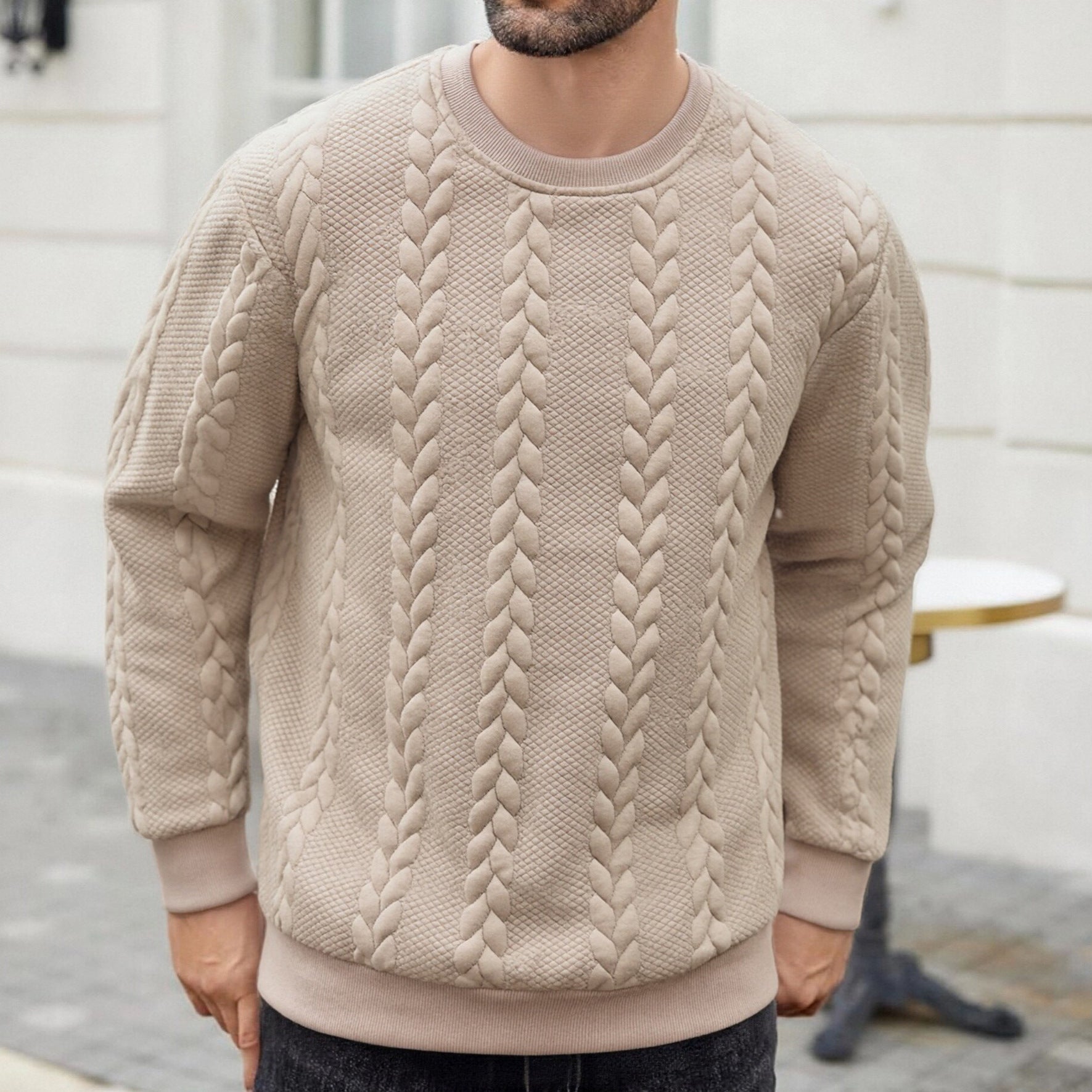 Herren Rundhals-Pullover in Unifarben