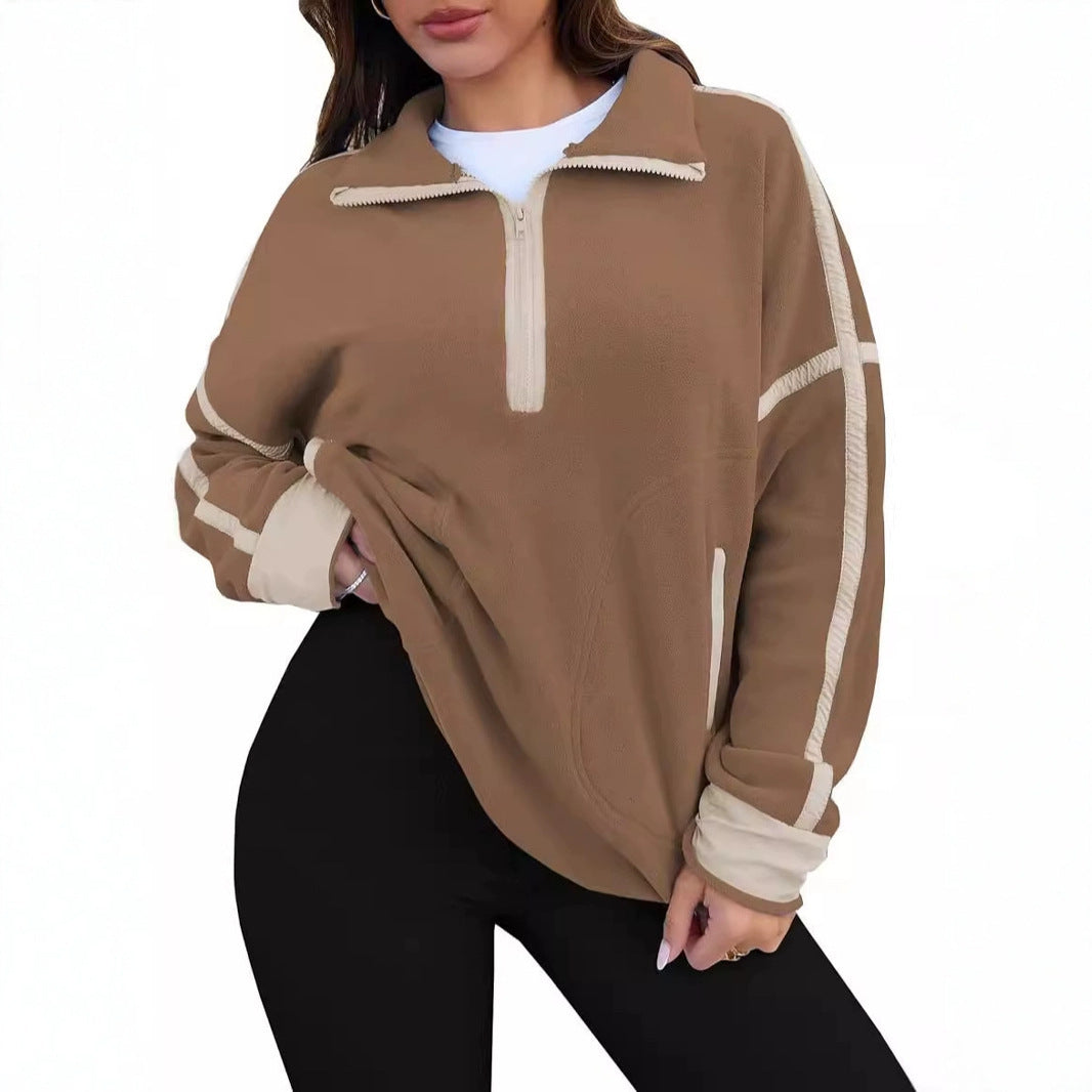 Freizeit-Sweatshirt mit Stehkragen und Reissverschluss