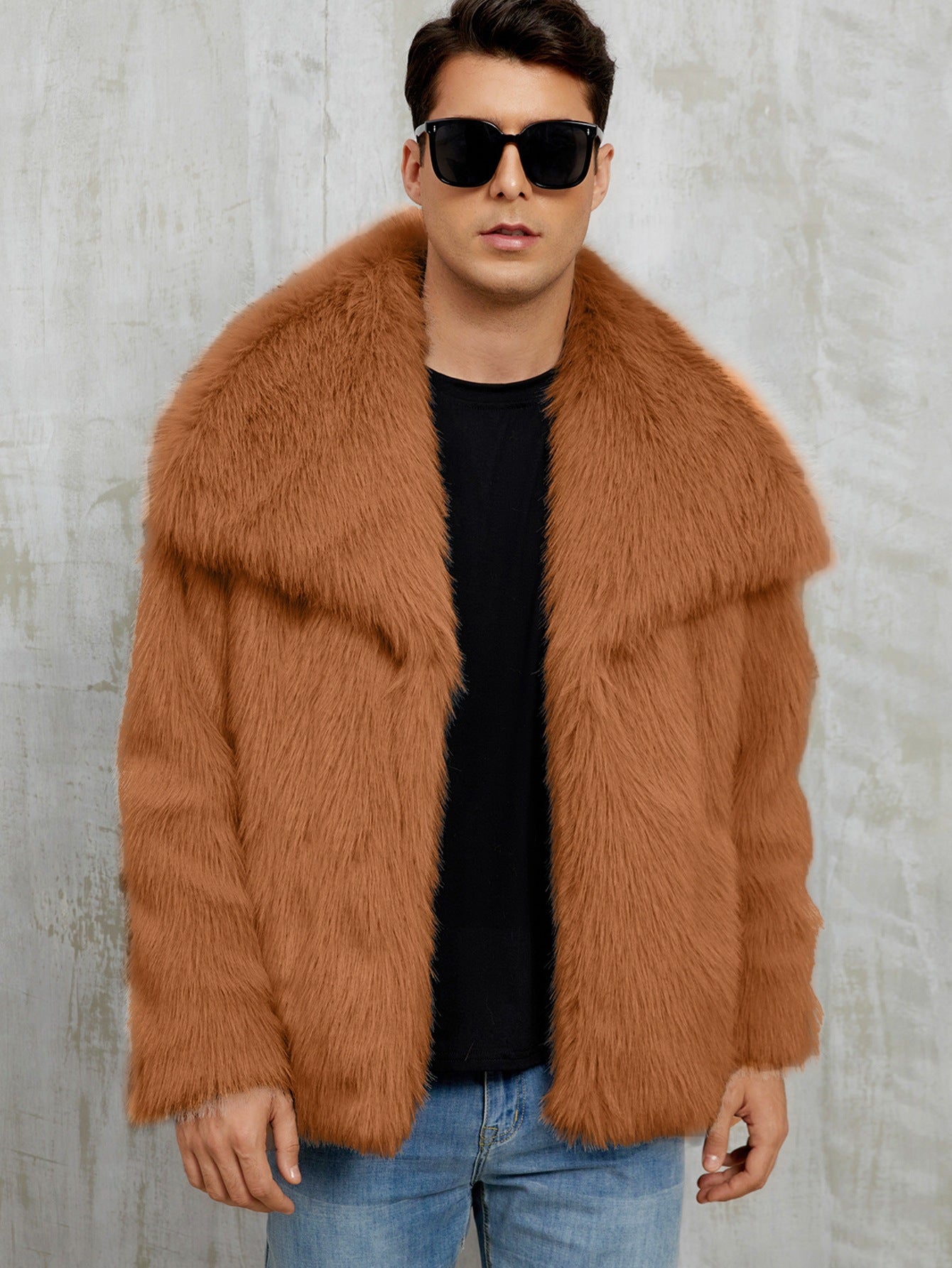 Herren-Jacke aus Kunstfell mit Reverskragen