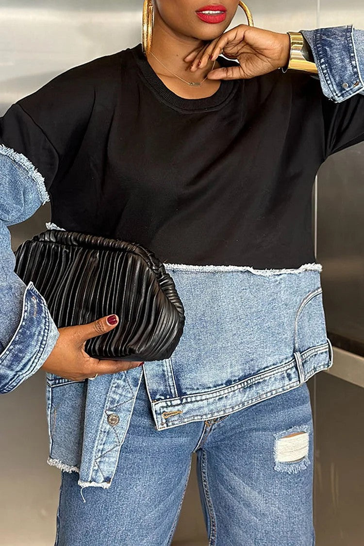 Color-Blocked Minimalistisches Top für Damen
