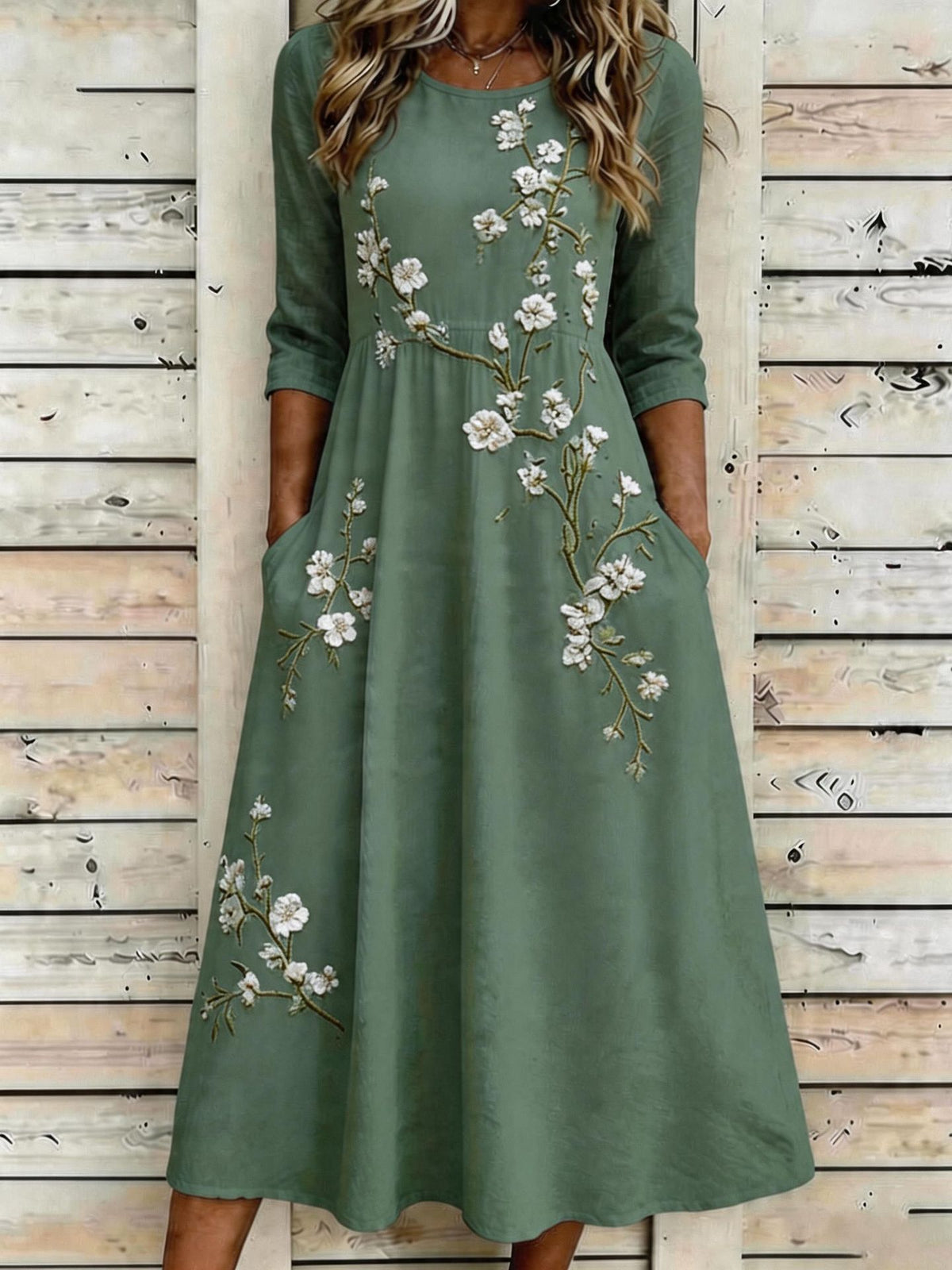 3/4-Arm Langarmkleid mit Taschen – Bild 7 | LuxeStyle