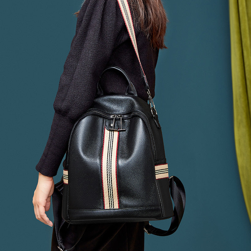 Rucksack aus echtem Leder mit Ziernähten | LuxeStyle