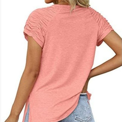 V-Ausschnitt Raglan-Shirt mit Seitenschlitz