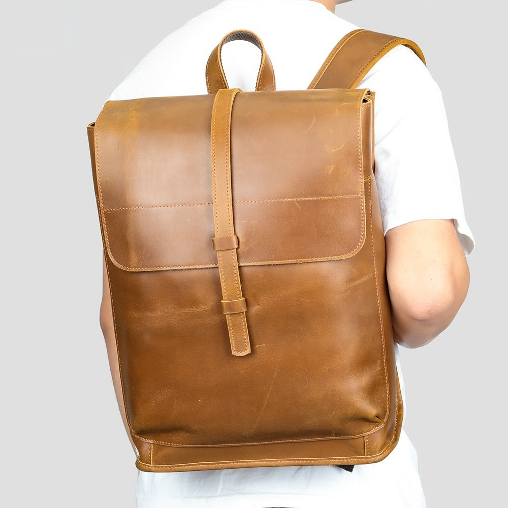 Leder-Reise-Laptop-Rucksack