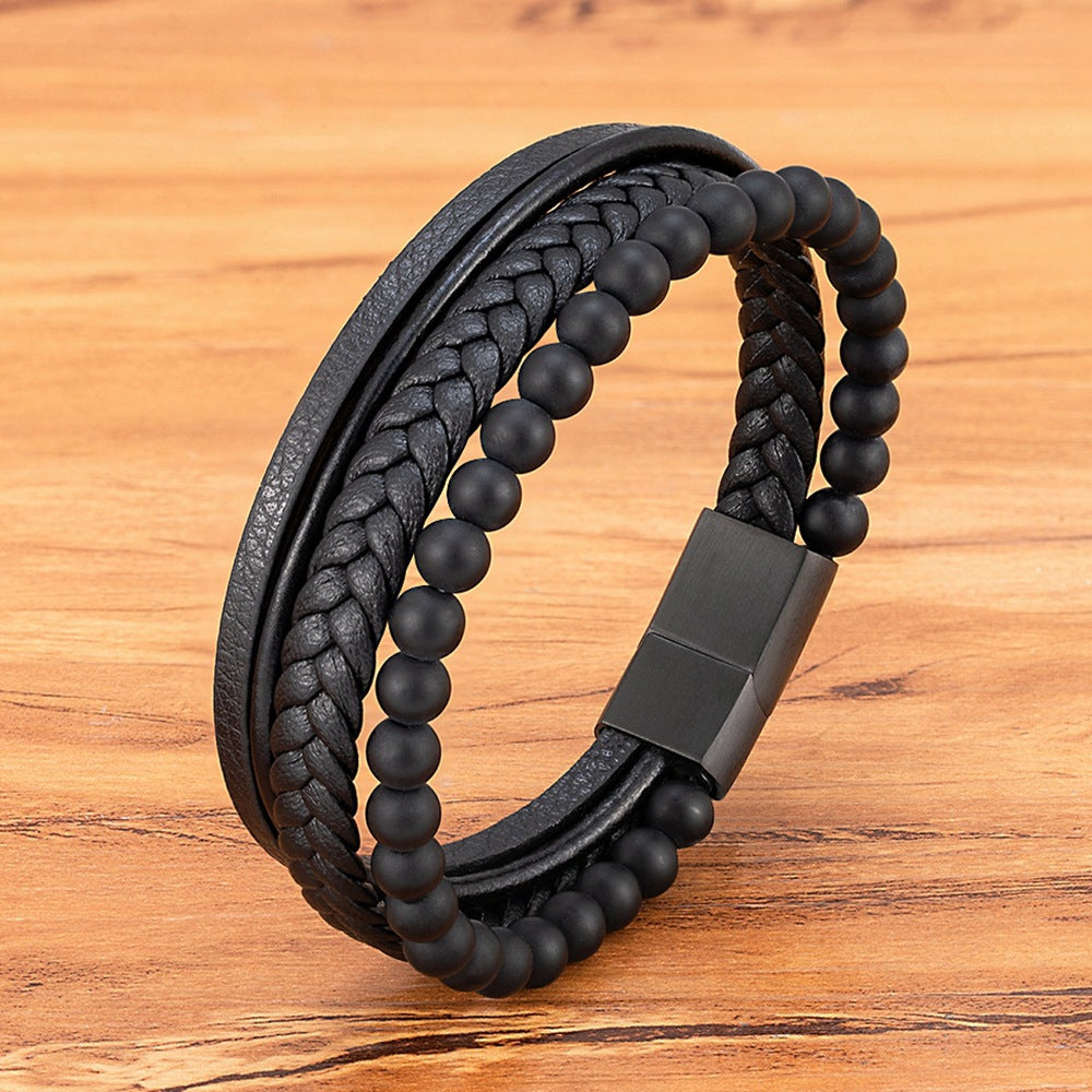 Armband aus Edelstahl mit Tigerauge und Obsidian – Bild 7 | LuxeStyle
