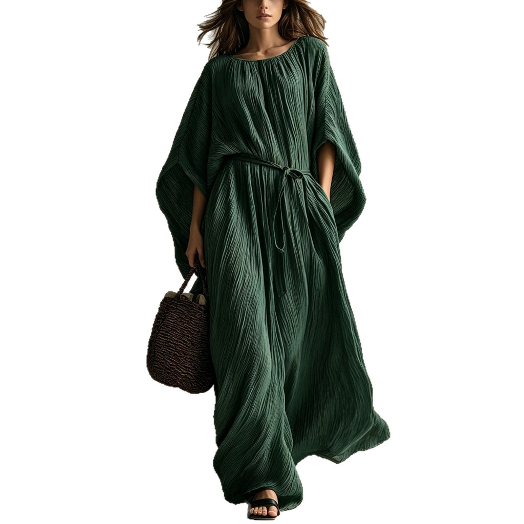Elegantes Plissée-Kleid mit Fledermausärmeln
