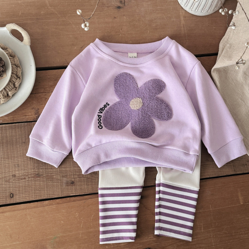 Baby-Set mit Blumen-Kapuzenpullover und Hose