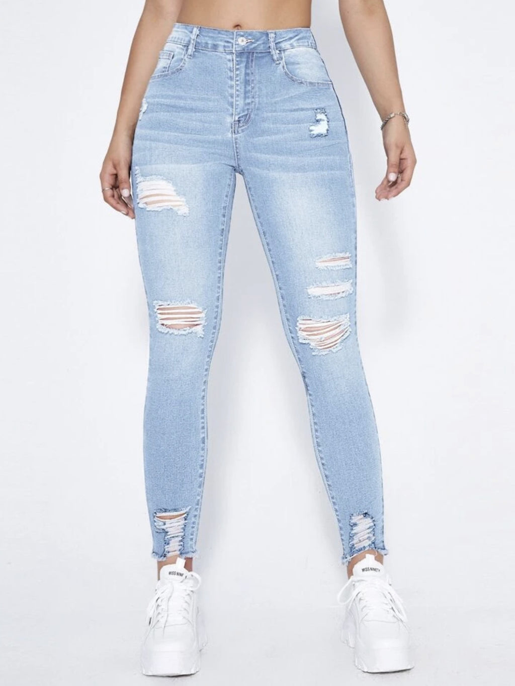 Gerissene Slim-Fit Dehnbare Damenjeans