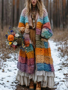 Kapuzenkleid mit Regenbogen-Print für Damen