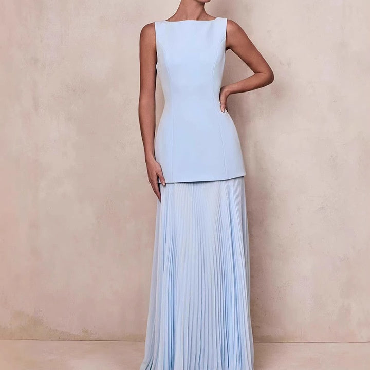 Elegantes ärmelloses Plissee Maxi-Kleid – Bild 7 | LuxeStyle