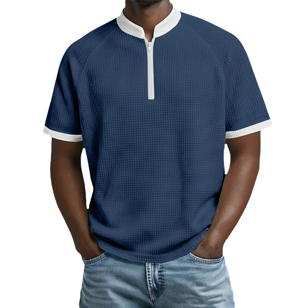 Herren-Polo mit Standkragen und Kontrastfarben