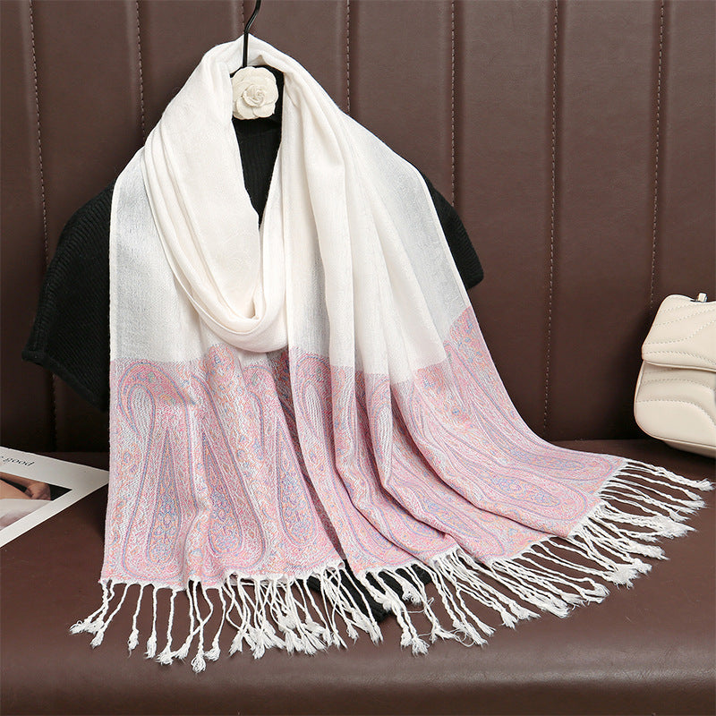 Jacquard-Schal mit Fransen – Vintage-Stil – Bild 3 | LuxeStyle